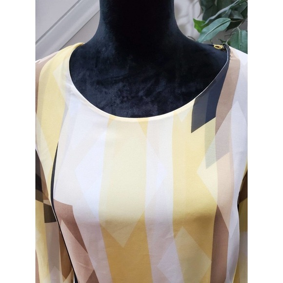 JM Collection Women Yellow Polyester Round Neck Long Sleeve Pullover Shirt Small - Picture 3 of 10